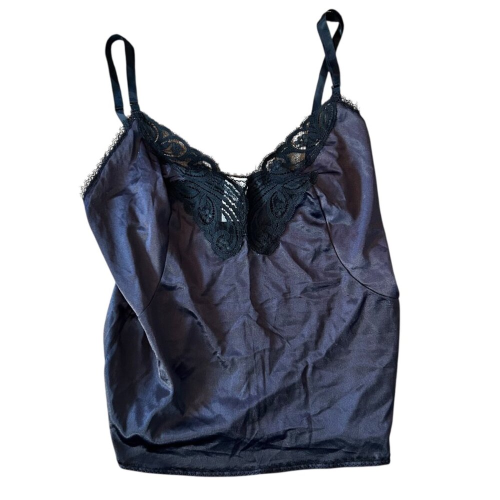 Vintage Body Lites Black Floral Lace Romantic Boudoir Lingerie Camisole Top 34